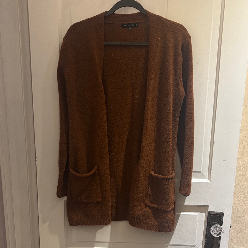 Love Ellie Women's Burnt Orange Open Front Sweater